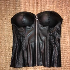 Real Leather zip up corset